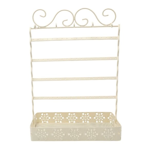 Metal Jewelry Display Stand Necklace Earrings Bracelets Holder Cream Tall - Picture 3 of 8